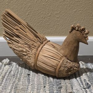Rustic Brown Straw Bird Decor